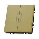 Двухклавишный проходной переключатель с LED-подсветкой LeDron 2 Gang 2 Way LED Gold