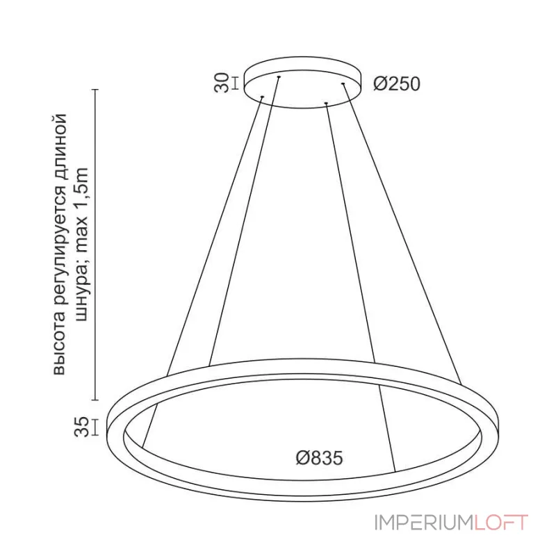 Подвесной светильник LeDron RING LINE RING LINE R800 Black 3K