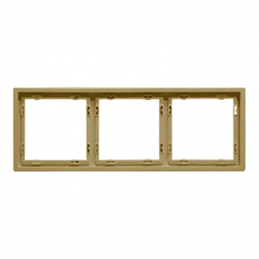 Рамка на 3 поста для розеток и выключателей FORKEL 3 Frame PC Gold