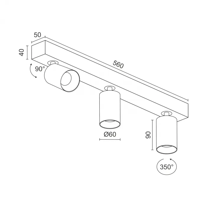 Потолочный поворотный светодиодный светильник LeDron SAGITONY SAGITONY E3 S60 W-Gl от ImperiumLoft