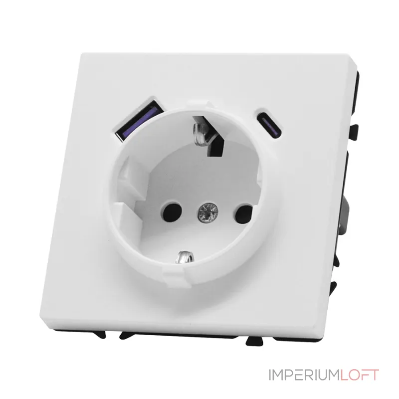 Розетка одинарная с заземлением с USB-портом для зарядки Type A + Type C LeDron EU Socket with USB A+C 20W White Розетка одинарная с заземлением с USB-портом для зарядки Type A + Type C LeDron EU Socket with USB A+C 20W White