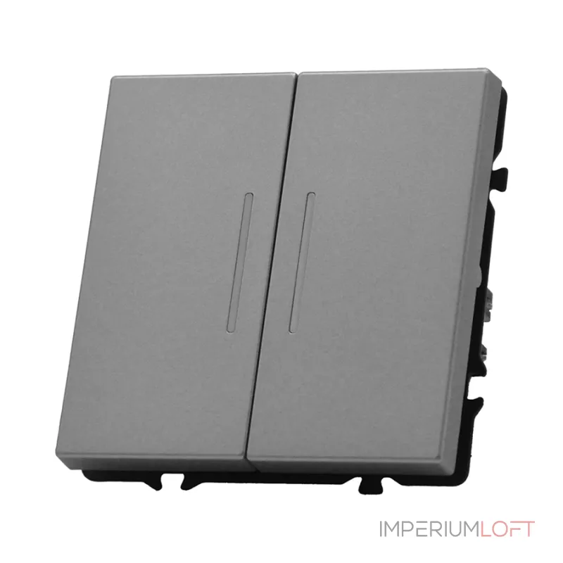 Двухклавишный проходной переключатель с LED-подсветкой LeDron 2 Gang 2 Way LED Light Grey