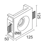 Встраиваемый гипсовый светильник под сменную лампу LeDron LUMI SQ1 125x125 D80