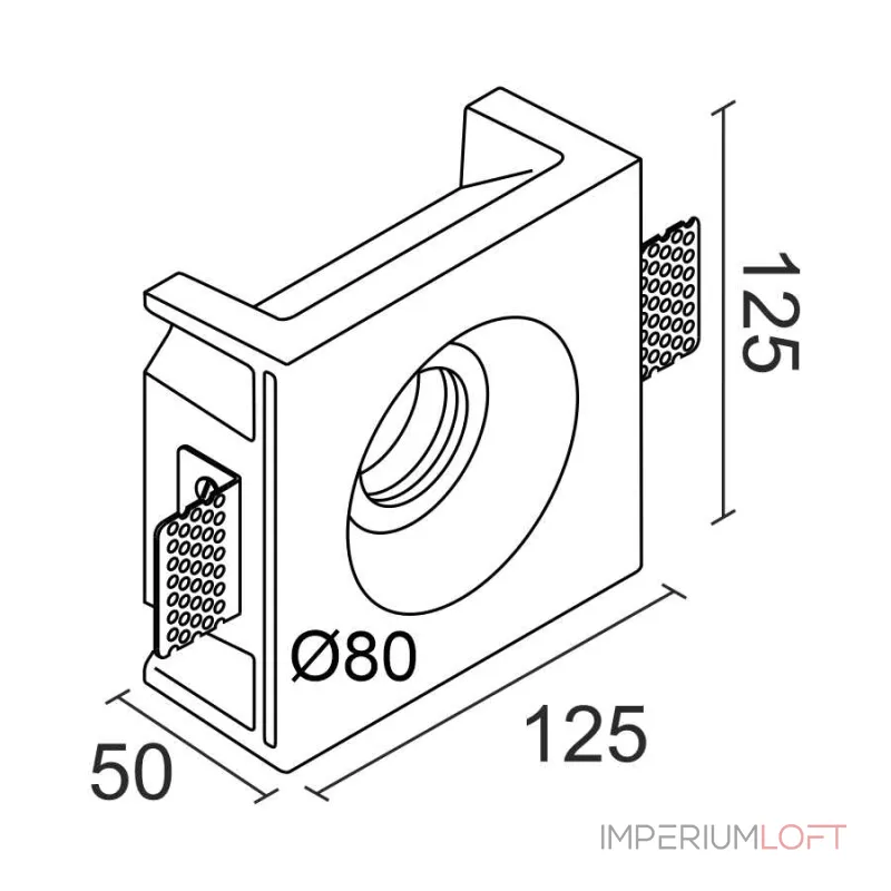 Встраиваемый гипсовый светильник под сменную лампу LeDron LUMI SQ1 125x125 D80 Встраиваемый гипсовый светильник под сменную лампу LeDron LUMI SQ1 125x125 D80