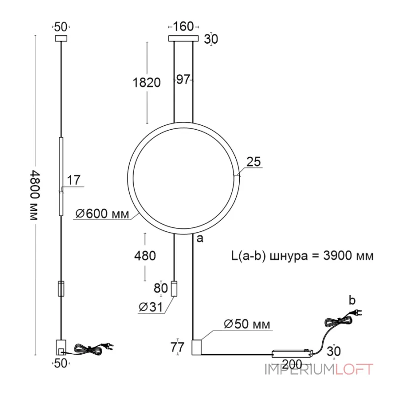 Подвесной светильник LeDron ECLIPSE Ring AP1-L BK Подвесной светильник LeDron ECLIPSE Ring AP1-L BK