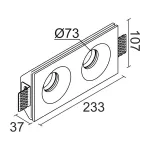 Встраиваемый гипсовый светильник под сменную лампу LeDron LUMI SQ2 107x233 D73