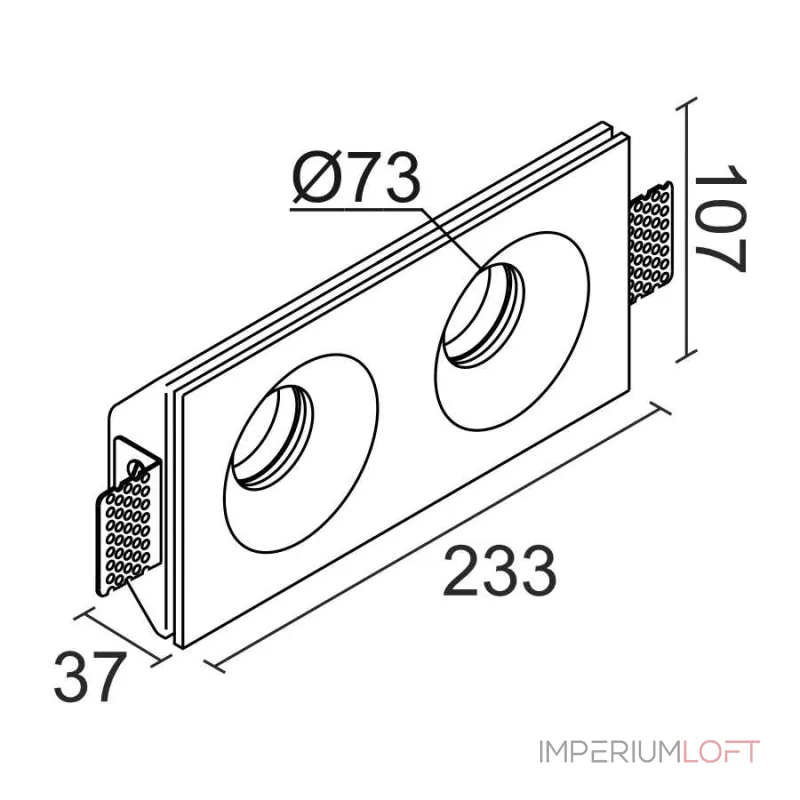Встраиваемый гипсовый светильник под сменную лампу LeDron LUMI SQ2 107x233 D73
