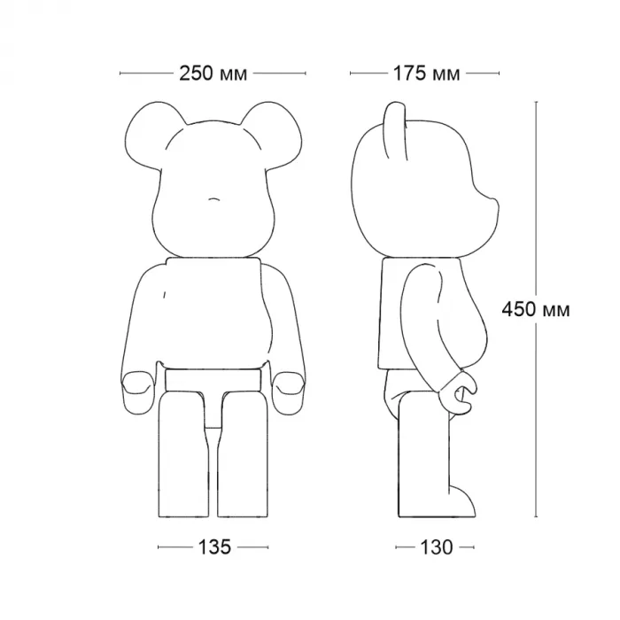 Статуэтка LeDron BEARBRICK 50E grey от ImperiumLoft