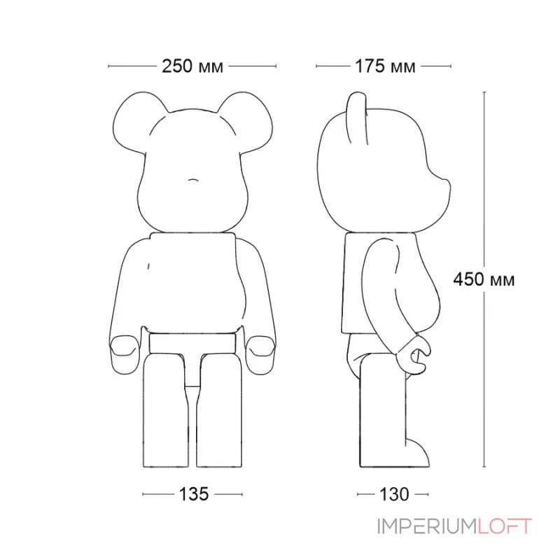 Статуэтка LeDron BEARBRICK 50E grey от ImperiumLoft Статуэтка LeDron BEARBRICK 50E grey от ImperiumLoft