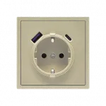 Розетка одинарная с заземлением с USB-портом для зарядки Type A + Type C LeDron EU Socket with USB A+C 20W Cashmere