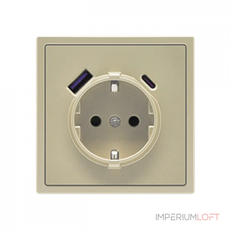 Розетка одинарная с заземлением с USB-портом для зарядки Type A + Type C LeDron EU Socket with USB A+C 20W Cashmere Розетка одинарная с заземлением с USB-портом для зарядки Type A + Type C LeDron EU Socket with USB A+C 20W Cashmere