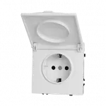 Розетка одинарная с заземлением с крышкой с защитными шторками LeDron EU Socket with Waterproof Cover White