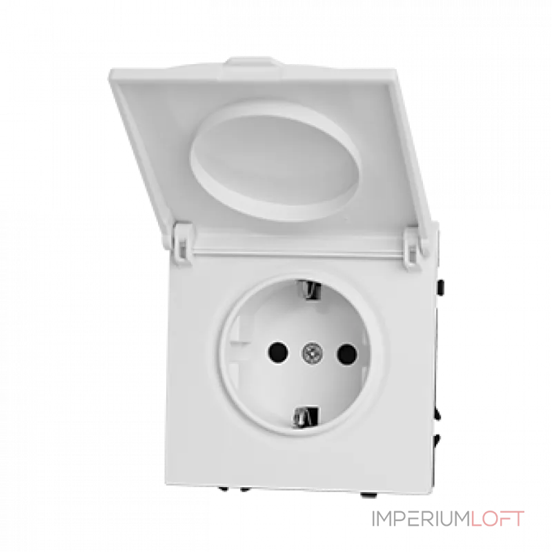 Розетка одинарная с заземлением с крышкой с защитными шторками LeDron EU Socket with Waterproof Cover White Розетка одинарная с заземлением с крышкой с защитными шторками LeDron EU Socket with Waterproof Cover White