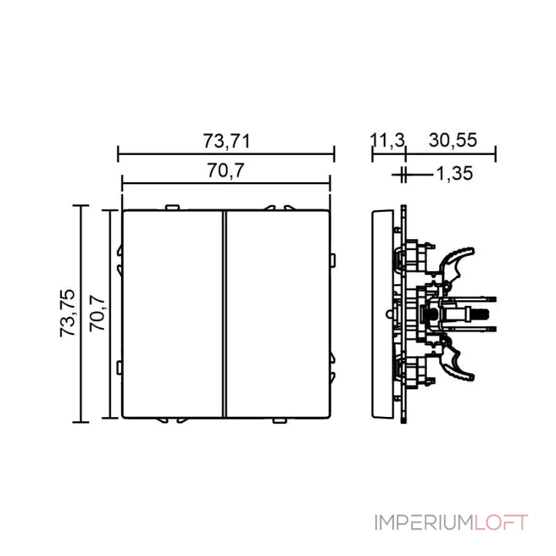 Переключатель двухклавишный перекрёстный LeDron 2G Intermediate White