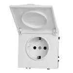 Розетка одинарная с заземлением с крышкой с защитными шторками LeDron EU Socket with Waterproof Cover White