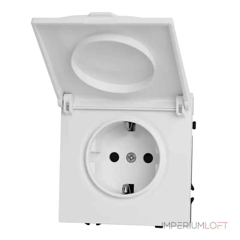 Розетка одинарная с заземлением с крышкой с защитными шторками LeDron EU Socket with Waterproof Cover White Розетка одинарная с заземлением с крышкой с защитными шторками LeDron EU Socket with Waterproof Cover White