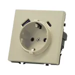 Розетка одинарная с заземлением с USB-портом для зарядки Type A + Type C LeDron EU Socket with USB A+C 20W Cashmere