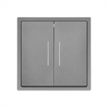 Двухклавишный выключатель с LED-подсветкой FORKEL 2 Gang 1 Way LED Light Grey