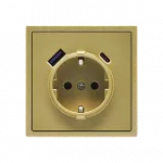 Розетка одинарная с заземлением с USB-портом для зарядки Type A + Type C LeDron EU Socket with USB A+C 20W Gold