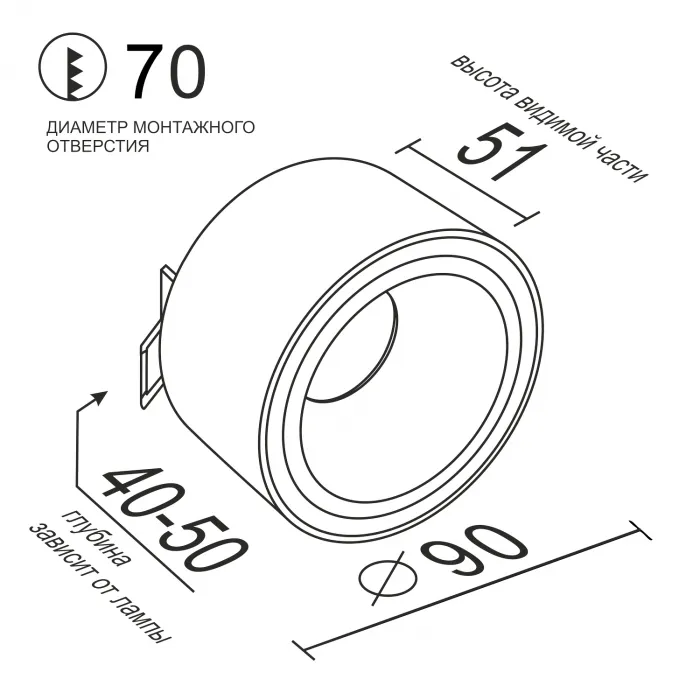 Встраиваемый светильник под сменную лампу LeDron AO1501016 AO1501016 Black от ImperiumLoft