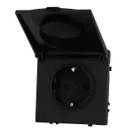 Розетка одинарная с заземлением с крышкой с защитными шторками LeDron EU Socket with Waterproof Cover Black