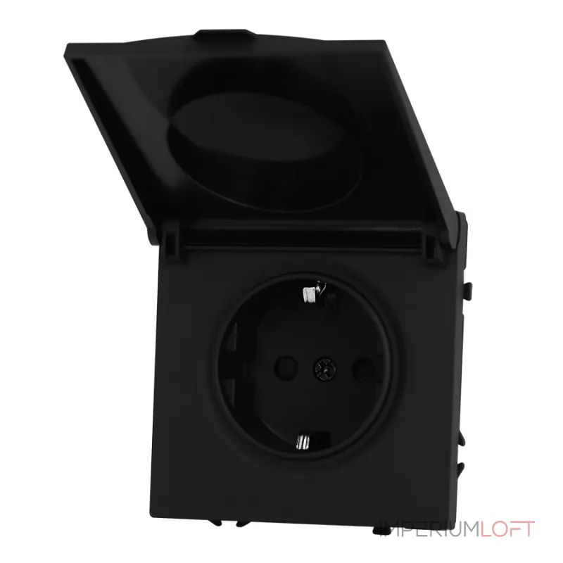 Розетка одинарная с заземлением с крышкой с защитными шторками LeDron EU Socket with Waterproof Cover Black Розетка одинарная с заземлением с крышкой с защитными шторками LeDron EU Socket with Waterproof Cover Black