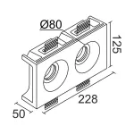 Встраиваемый гипсовый светильник под сменную лампу LeDron LUMI SQ2 125x228 D80