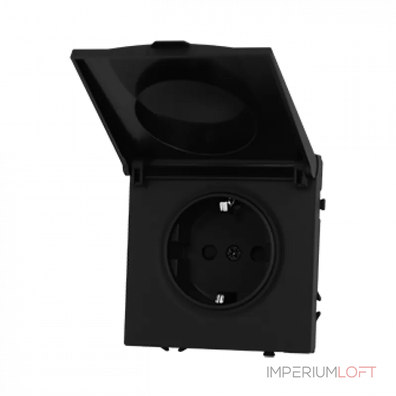 Розетка одинарная с заземлением с крышкой с защитными шторками LeDron EU Socket with Waterproof Cover Black Розетка одинарная с заземлением с крышкой с защитными шторками LeDron EU Socket with Waterproof Cover Black
