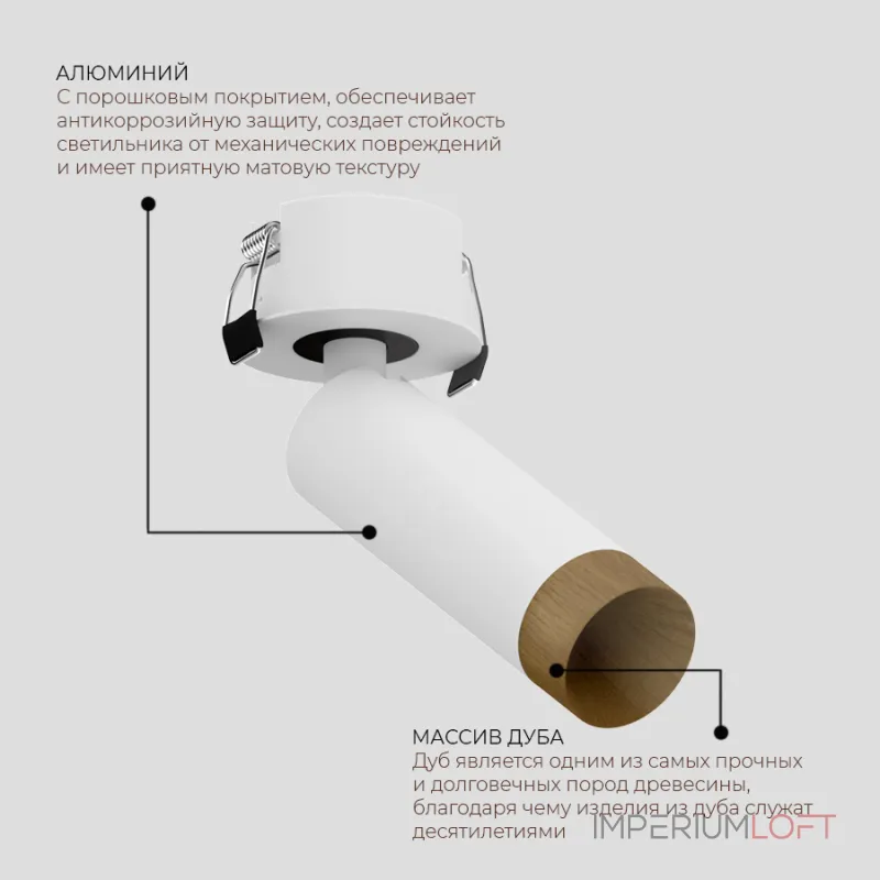 Встраиваемый светодиодный светильник LeDron SAGITONY SAGITONY R Basic S40 Wooden Wh