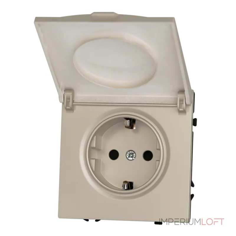 Розетка одинарная с заземлением с крышкой с защитными шторками LeDron EU Socket with Waterproof Cover Cashmere Розетка одинарная с заземлением с крышкой с защитными шторками LeDron EU Socket with Waterproof Cover Cashmere
