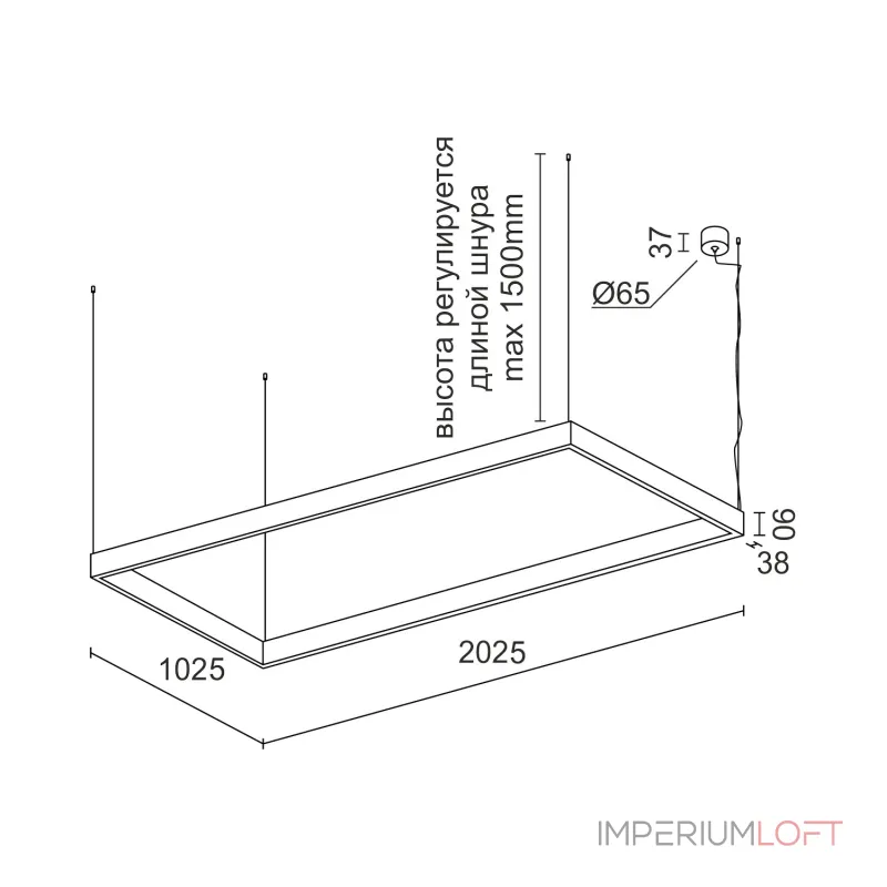 Подвесной светильник LeDron KVADRO HL Wooden KVADRO HL 1025х2025 3K Bl
