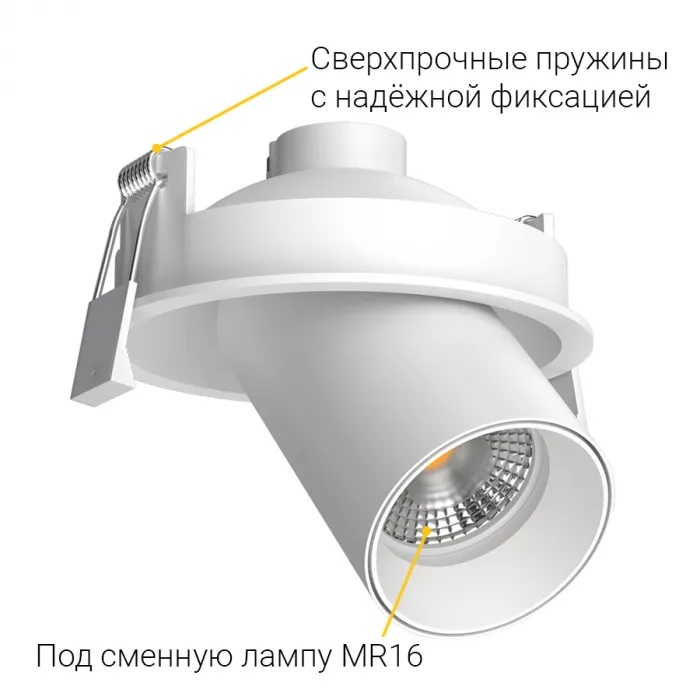 Встраиваемый поворотный светильник под сменную лампу LeDron MJ-1130 White от ImperiumLoft