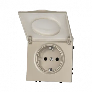 Розетка одинарная с заземлением с крышкой с защитными шторками LeDron EU Socket with Waterproof Cover Cashmere