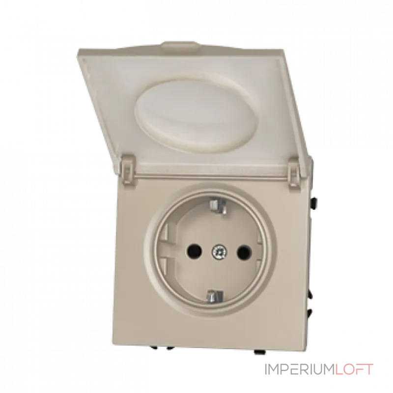 Розетка одинарная с заземлением с крышкой с защитными шторками LeDron EU Socket with Waterproof Cover Cashmere Розетка одинарная с заземлением с крышкой с защитными шторками LeDron EU Socket with Waterproof Cover Cashmere