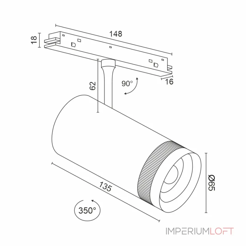 Светодиодный светильник для магнитной системы LeDron VISION T085-M18W Black Светодиодный светильник для магнитной системы LeDron VISION T085-M18W Black