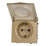 Розетка одинарная с заземлением с крышкой с защитными шторками LeDron EU Socket with Waterproof Cover Gold