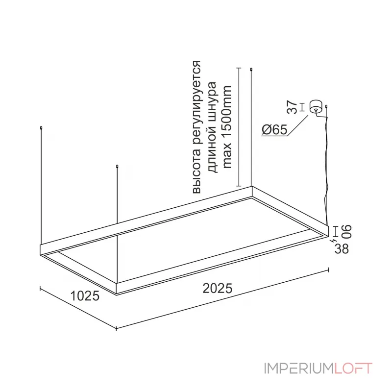 Подвесной светильник LeDron KVADRO HL Wooden KVADRO HL 1025х2025 4K Bl