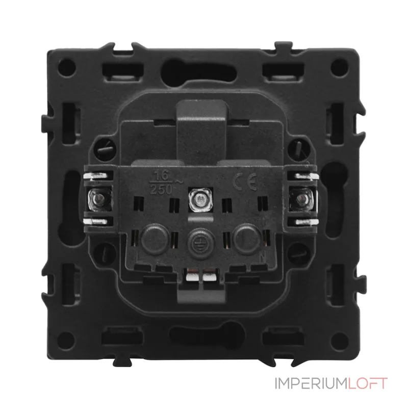 Розетка одинарная с заземлением с защитными шторками LeDron EU Socket Black