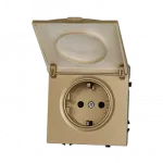 Розетка одинарная с заземлением с крышкой с защитными шторками LeDron EU Socket with Waterproof Cover Gold