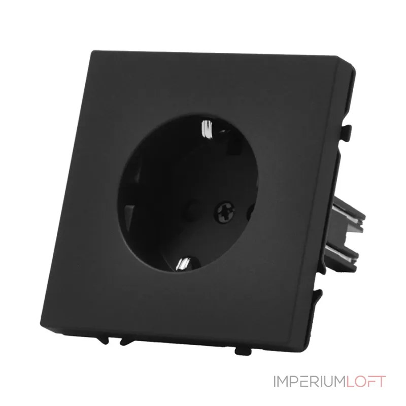 Розетка одинарная с заземлением с защитными шторками LeDron EU Socket Black
