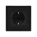 Розетка одинарная с заземлением с защитными шторками LeDron EU Socket Black