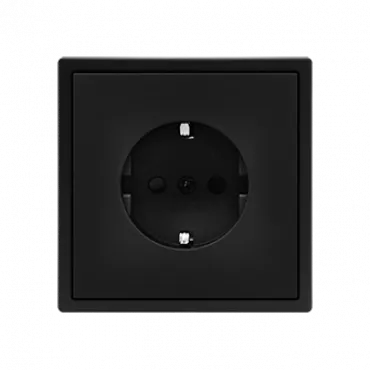Розетка одинарная с заземлением с защитными шторками LeDron EU Socket Black
