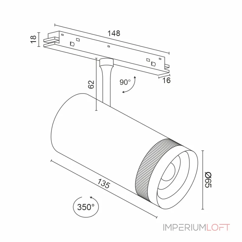 Светодиодный светильник для магнитной системы LeDron VISION T085-M18W White Светодиодный светильник для магнитной системы LeDron VISION T085-M18W White