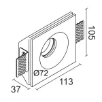 Встраиваемый гипсовый светильник под сменную лампу LeDron LUMI SQ1 105x113 D72