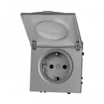 Розетка одинарная с заземлением с крышкой с защитными шторками LeDron EU Socket with Waterproof Cover Light Grey
