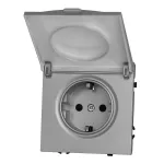 Розетка одинарная с заземлением с крышкой с защитными шторками LeDron EU Socket with Waterproof Cover Light Grey