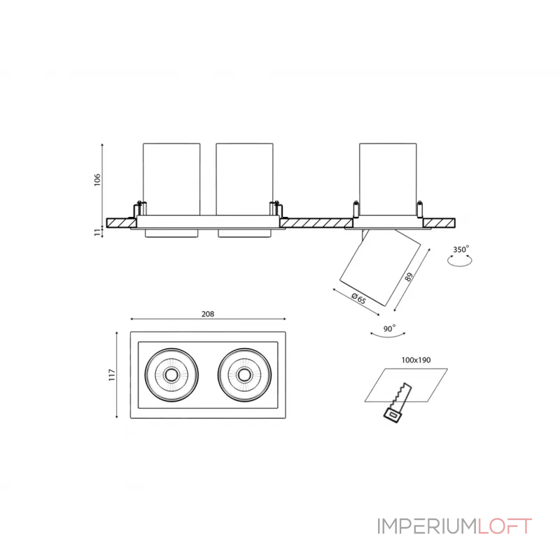 Светильник светодиодный потолочный встраиваемый поворотно-выдвижной, серия SPL, Ч/Б, 12Вт, IP20, Тёплый белый (3000К), SPL-SQ2-12-WW от NovaLamp Светильник светодиодный потолочный встраиваемый поворотно-выдвижной, серия SPL, Ч/Б, 12Вт, IP20, Тёплый белый (3000К), SPL-SQ2-12-WW от NovaLamp