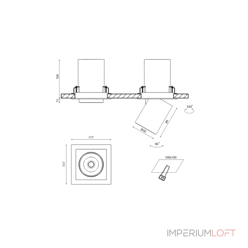Светильник светодиодный потолочный встраиваемый поворотно-выдвижной, серия SPL, Ч/Б, 12Вт, IP20, Нейтральный белый (4000К), SPL-SQ1-12-NW от NovaLamp Светильник светодиодный потолочный встраиваемый поворотно-выдвижной, серия SPL, Ч/Б, 12Вт, IP20, Нейтральный белый (4000К), SPL-SQ1-12-NW от NovaLamp