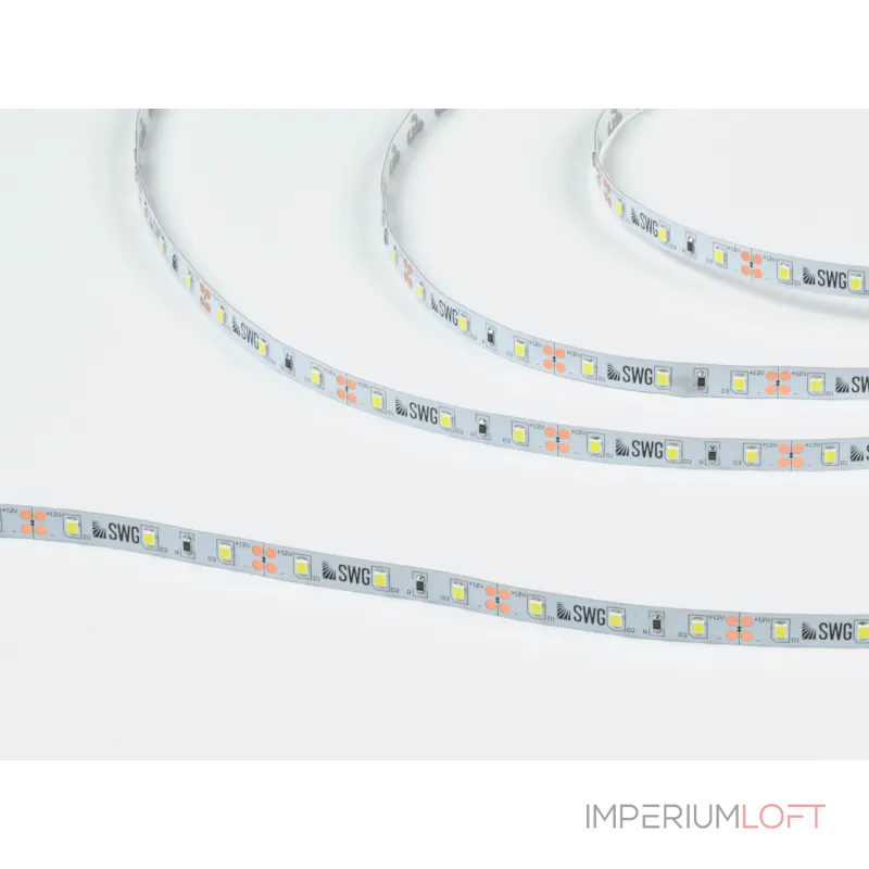 Светодиодная лента 2835, 60 LED/м, 4,8 Вт/м, 12В , IP20, 3M, Цвет: Холодный белый, SWG260-12-4.8-W-M