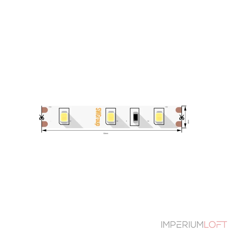 Светодиодная лента 2835, 60 LED/м, 6,3 Вт/м, 12В , IP20, 3M, Цвет: Тёплый белый, SWG260-12-6.3-WW-M